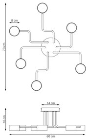 Luster na tyči KURAGE 6xGX53/12W/230V čierna