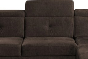 Rohová sedacia súprava Sergio, tmavo hnedá látka, pravý roh