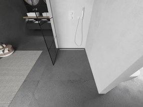 Mexen Kioto L, sprchová zástena Walk-In 80 x 200 cm, 8mm číre sklo čierny vzor, biely profil, 800-080-103-20-77