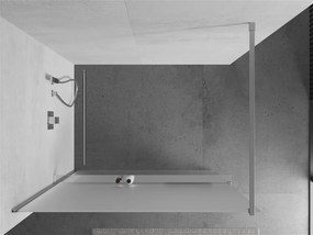 Mexen Kioto+, sprchová zástena s poličkou a držiakom na uteráky 110 x 200 cm, 8mm námraza sklo, chrómový profil, 800-110-121-01-30