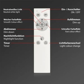 Briloner 7494016-LED RGBW stmievateľné stropné svietidlo SMART LED/22W/230V 4000K s diaľkovým ovládaním Wi‑Fi Tuya