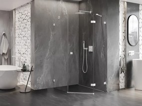 Mexen Lunar, päťuholníkový sprchový kút s pravým sklonom 80 x 100 cm, 8mm číre sklo, biely profil, 831-080P-100L-20-00-P