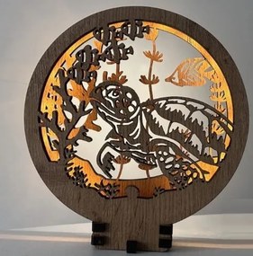 Drevená lampička na nočný stolík Korytnačka