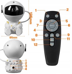 LED RGB projektor LED/5W/5V astronaut + diaľkové ovládanie