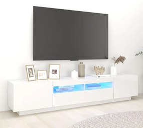 TV skrinka s LED svetlami lesklá biela 200x35x40 cm