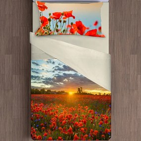 Gipetex Natural Dream 3D talianské obliečky 100% bavlna Papaveri - 140x220 / 70x90 cm