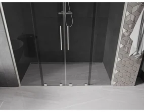 Mexen Velar Duo, posuvné sprchové dvere do otvoru 180 cm, 8mm šedé sklo, brúsená oceľ, 871-180-000-42-97