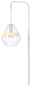 Stojacia lampa Cliff, 1x drevené/biele drôtené tienidlo, w