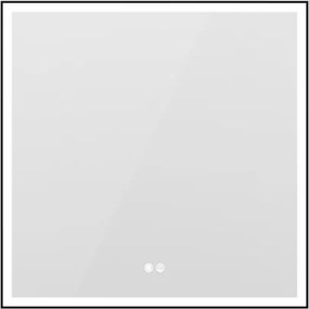 Erga Samira, LED zrkadlo 80x80cm v čiernom ráme, 2415 lm, 3 farby svetla, predné osvetlenie, ERG-V01-SAMIRA-8080-BK