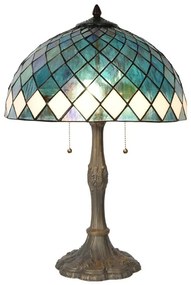 Modrá stolná lampa Tiffany   Blue Ocean  - Ø 40*61cm E27/max 2x60W