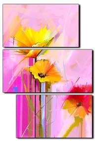 Obraz na plátne - Abstraktná maľba, jarné kvety reprodukcia - obdĺžnik 7269D (90x60 cm)