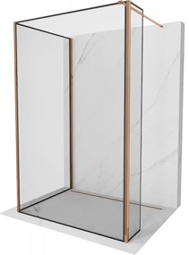 Mexen Kioto sprchová stena Walk-in 100 x 90 x 30 cm, čierny vzor, ružové zlato - 800-100-090-221-60-70-030