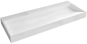 CERANO - Umývadlo z liateho mramoru Vita - nástenné aj na dosku - otvor pre batériu - biela matná - 100x46 cm, CER-CER-8050BD6940