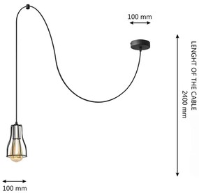 Luster na lanku TUBE LONG 1xE27/15W/230V čierna/chróm
