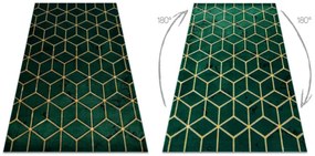 Koberec EMERALD exkluzívny 1014 glamour, styl kocka fľaškovo zelený / zlatý