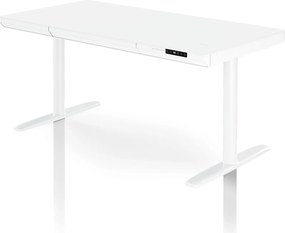 Elektrický písací stôl sit-stand so zásuvkou a bezdrôtovou nabíjačkou Qi biely, 1400 mm: ELLIS