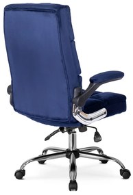 Vintino kancelárska otočná stolička JACOB s chrómovými nohami modrá velúrová zamatová