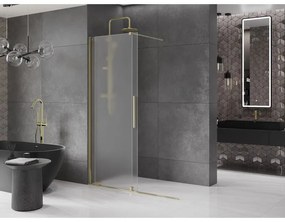 Mexen Velar, sprchová zástena s posuvnými dverami Walk-in 160 x 200 cm, 8mm sklo námraza, zlatá lesklá, 871-160-000-33-50
