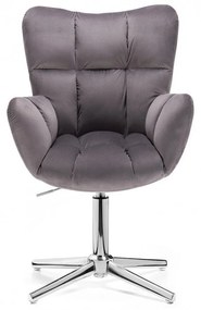 LuxuryForm DESIGN Kreslo AURORA VELUR na striebornom kríži - tmavo šedé