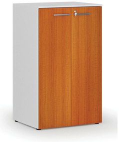 Kancelárska skriňa s dverami PRIMO WHITE, 3 police, 800 x 640 x 1335 mm, biela/čerešňa