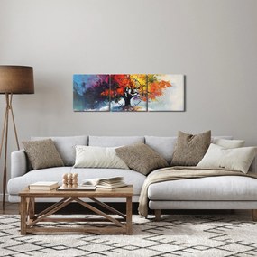 Obraz - Pestrofarebný strom (s hodinami) (90x30 cm)