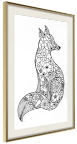 Artgeist Plagát - Flower Fox [Poster] Veľkosť: 20x30, Verzia: Zlatý rám s passe-partout
