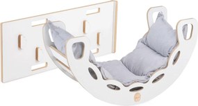 Multifunkčná detská súprava 4v1 – hojdačka, šmykľavka a vankúš svetlosivá