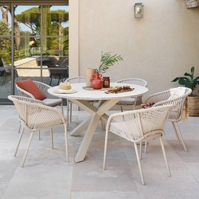 Hliníkový jedálenský stôl ORIENT ø 130 cm (ivory)