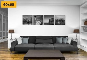 Set obrazov New York v čiernobielom prevedení - 4x 60x60