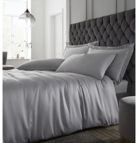 Sivé saténové obliečky na dvojlôžko/predĺžené 230x220 cm Silky Soft – Catherine Lansfield