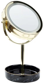 Kozmetické LED zrkadlo ø 26 cm zlatá/čierna SAVOIE Beliani
