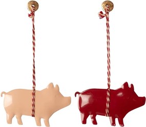 Kovová ozdoba prasiatko - ružová