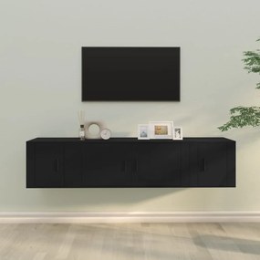 3-dielna súprava TV skriniek čierna spracované drevo 3188415