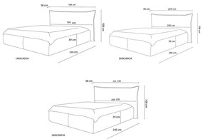 Tmavosivá čalúnená dvojlôžková posteľ s úložným priestorom s roštom 180x200 cm Jade – Bobochic Paris