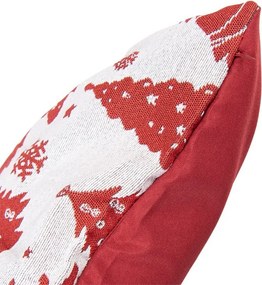 Bielo-červený dekoračný vankúš so snehovými vločkami - 44*44*4 cm