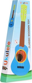 ECOTOYS detské drevené ukulele 4 nylonové struny, 12 pražcov, pre 3+ rokov