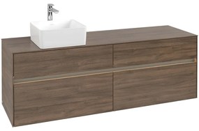 VILLEROY &amp; BOCH Collaro závesná skrinka pod umývadlo na dosku (umývadlo vľavo), 4 zásuvky, s LED osvetlením, 1600 x 500 x 548 mm, Arizona Oak, C050B0VH