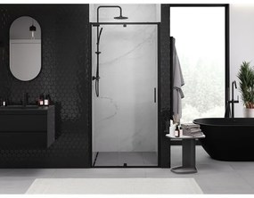 Mexen Exo, 1-krídlové dvere do otvoru 120x200 cm, 6mm číre sklo, čierny profil, 819-120-000-70-00