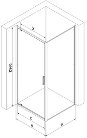 Mexen Exo, sprchovací kút s krídlovými dverami 100 x 90 cm, 6mm číre sklo, čierny profil, 8181-100-090-70-00