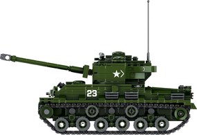 LEAN Toys Vojenský stavebný tank Sherman M4A3E8 v mierke 1:30 839 el.
