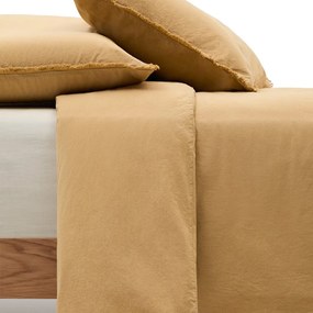 Obliečky na dvojlôžko/predĺžené z bavlneného perkálu v horčicovej farbe 260x240 cm Sifinia – Kave Home