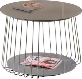 Konferenčný stolík Riva, kov/cappuccino sklo