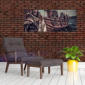 Obraz - Vikingský bojovník (120x50 cm)