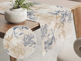 Biante Dekoračný behúň na stôl PML-058 Kvetinová perokresba na svetlo béžovom 20x180 cm
