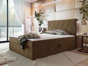 Moderný boxspring posteľ Silena 160x200cm, svetlo sivá Magic Velvet