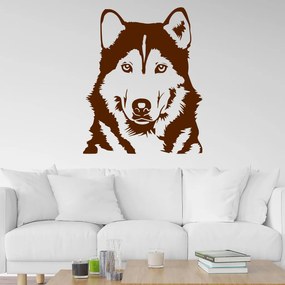 Veselá Stena Samolepka Husky Farba: hnědá, Veľkosť: 60 x 49 cm