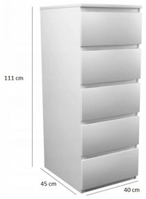 Komoda 5 zásuviek W5 biela