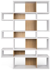 Biela knižnica so svetlohnedými detailmi TemaHome London, výška 220 cm