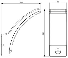 LED Vonkajšie nástenné svietidlo so senzorom AMY LED/12W/230V IP44 čierna
