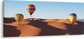 Obraz - lietajúce balóny v púšti (120x50 cm)